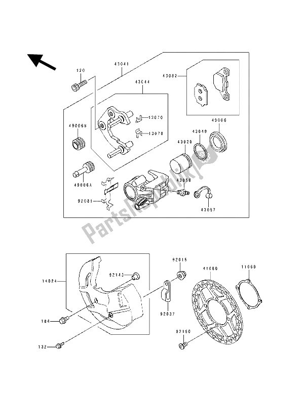 Tutte le parti per il Pinza Anteriore del Kawasaki KDX 125 1993