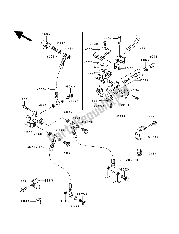 Tutte le parti per il Pompa Freno Anteriore del Kawasaki Zephyr 1100 1992