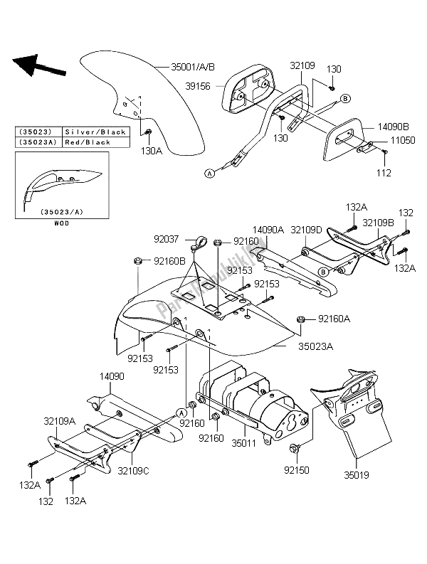 All parts for the Fenders of the Kawasaki Eliminator 125 2004