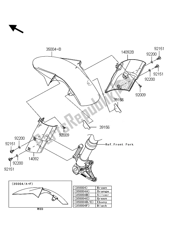 Todas las partes para Guardabarros Delantero de Kawasaki Z 1000 ABS 2010