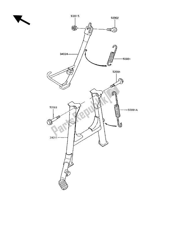 All parts for the Stand(s) of the Kawasaki 1000 GTR 1994