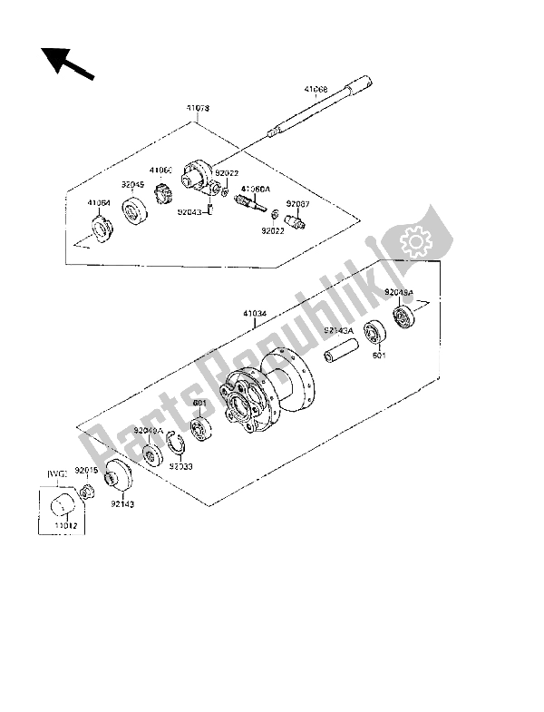 All parts for the Front Hub of the Kawasaki VN 15 SE 1500 1989