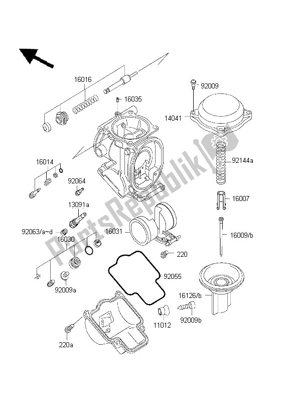Alle onderdelen voor de Carburateur Onderdelen van de Kawasaki ZZ R 600 2001
