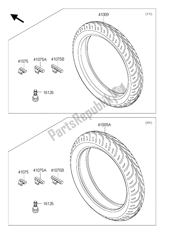 All parts for the Tires of the Kawasaki Ninja 250 SL 2015