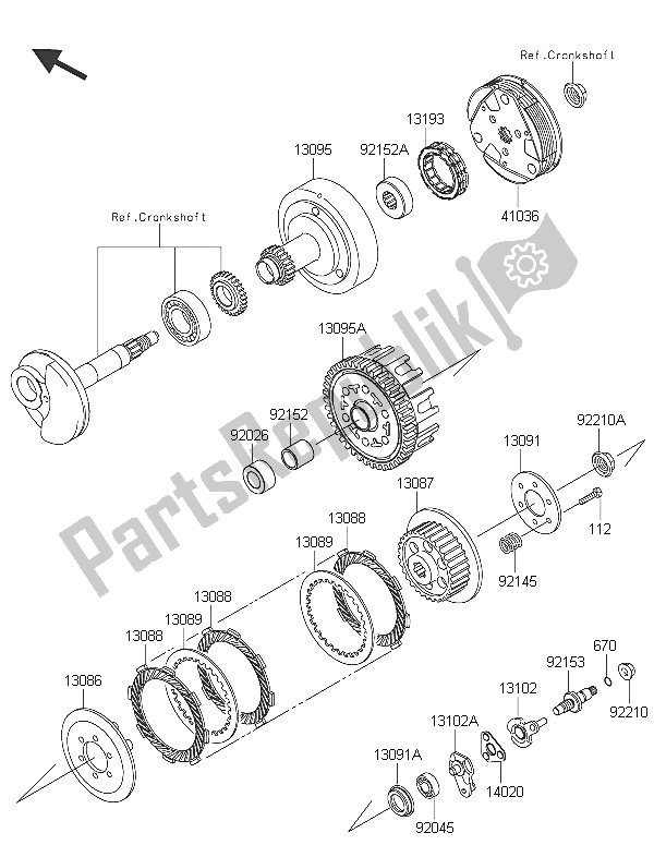 All parts for the Clutch of the Kawasaki KLX 110 2016
