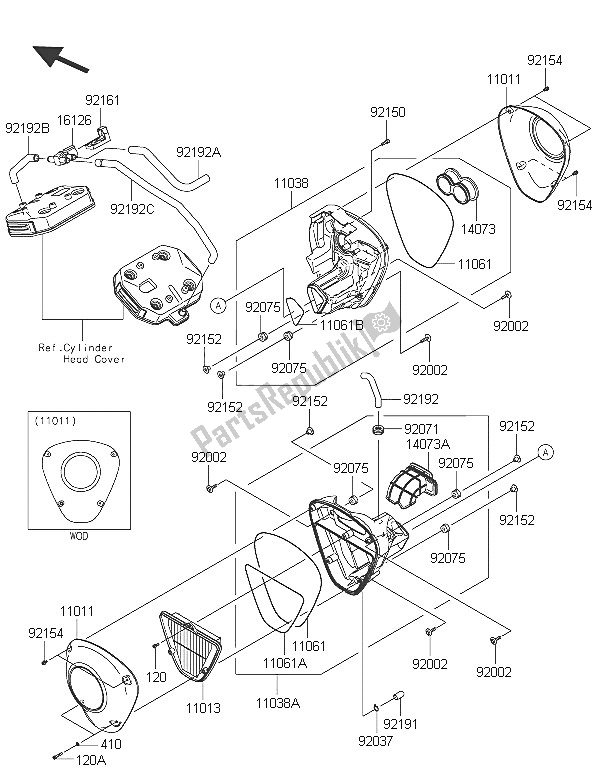 All parts for the Air Cleaner of the Kawasaki Vulcan 1700 Nomad ABS 2016