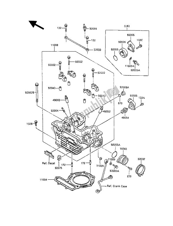 Todas as partes de Cabeça De Cilindro do Kawasaki KLR 250 1991