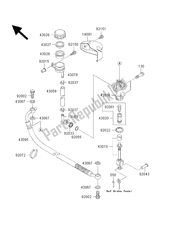 Tutte le parti per il Pompa Freno Posteriore del Kawasaki VN 1500 Classic Tourer FI 2001