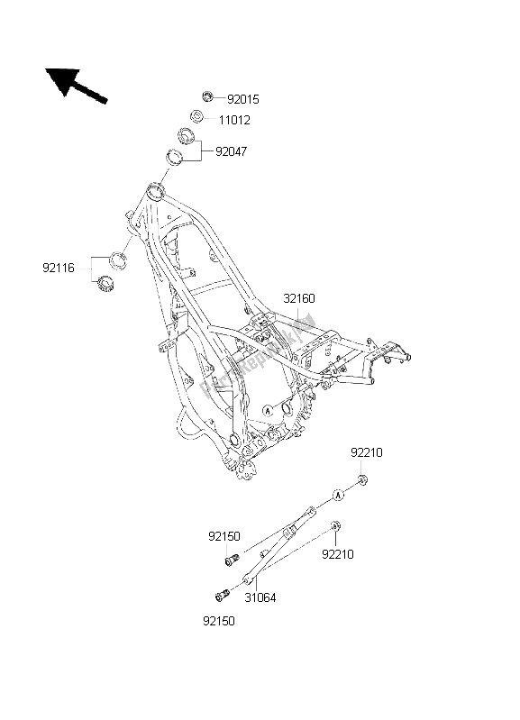 Tutte le parti per il Telaio del Kawasaki KDX 200 2001