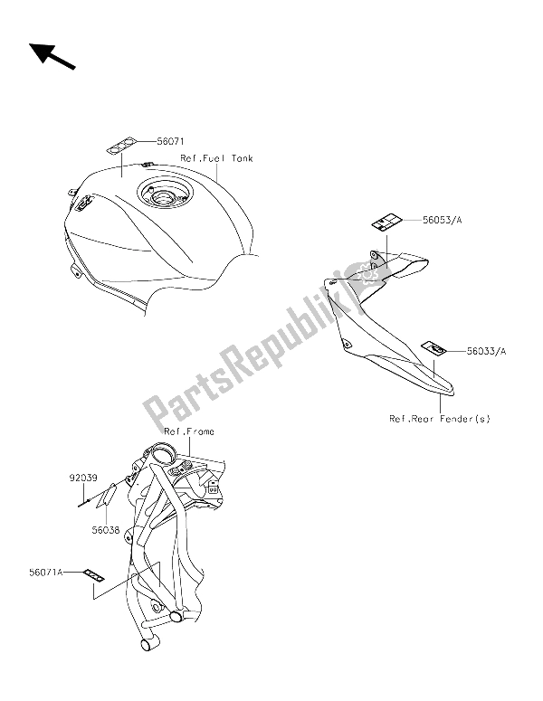 All parts for the Labels of the Kawasaki Ninja H2R 1000 2015