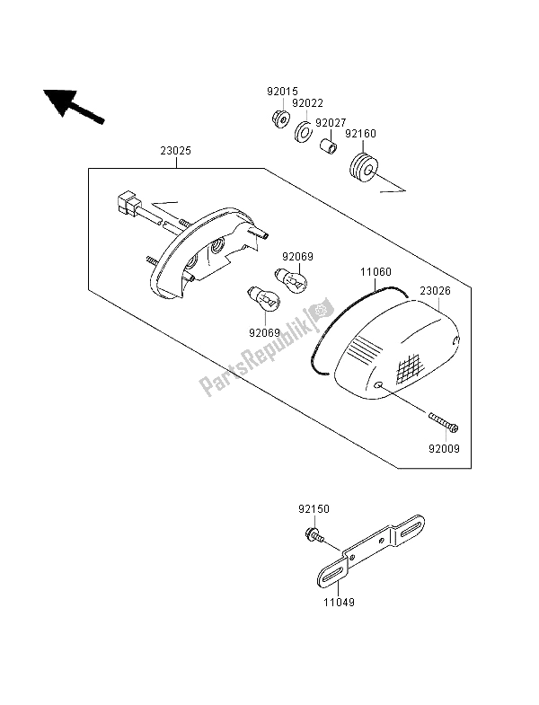 Tutte le parti per il Fanale Posteriore del Kawasaki Zephyr 1100 1995