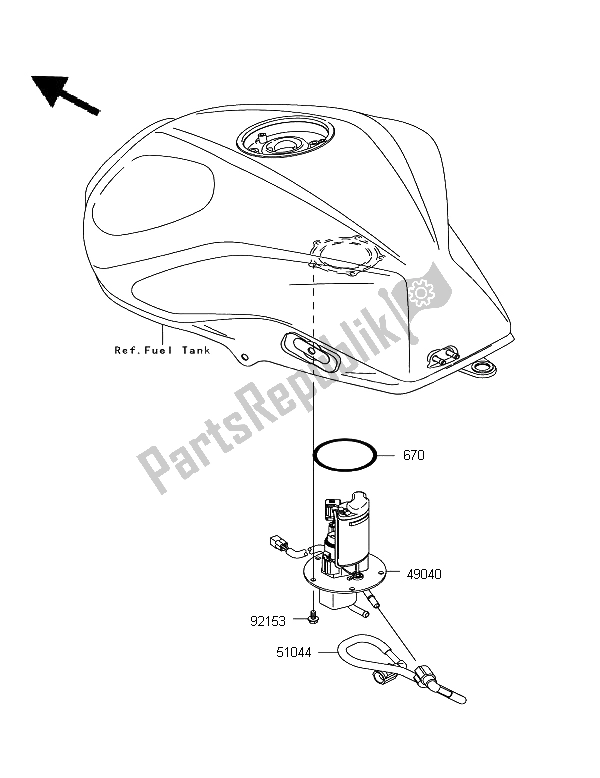 Tutte le parti per il Pompa Di Benzina del Kawasaki Z 750R 2012