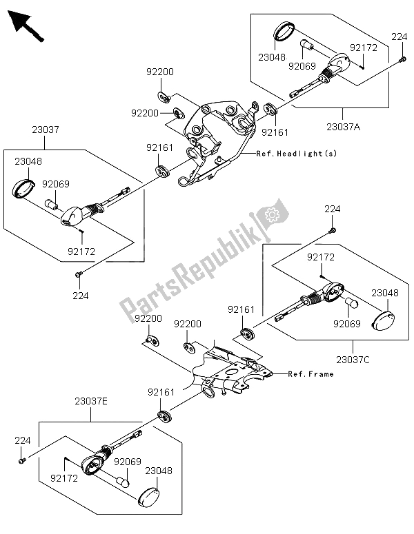 All parts for the Turn Signals of the Kawasaki KLX 125 2013