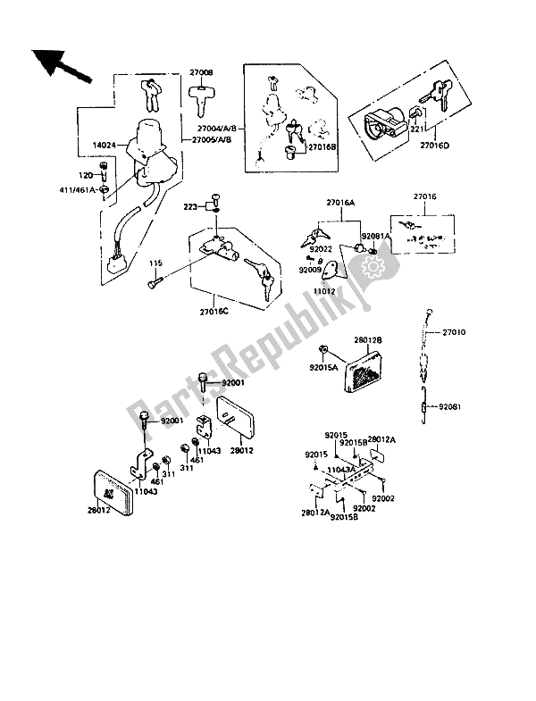 Tutte le parti per il Interruttore Di Accensione del Kawasaki GPZ 550 1987