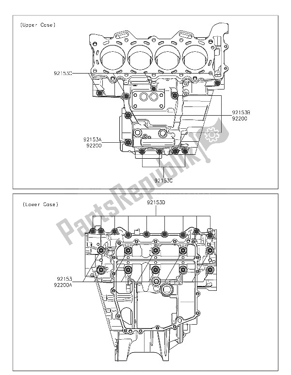 All parts for the Crankcase Bolt Pattern of the Kawasaki Ninja ZX 6R ABS 600 2016