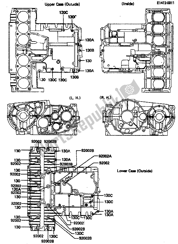 Alle onderdelen voor de Carter Bout Patroon van de Kawasaki ZN 1300 1986