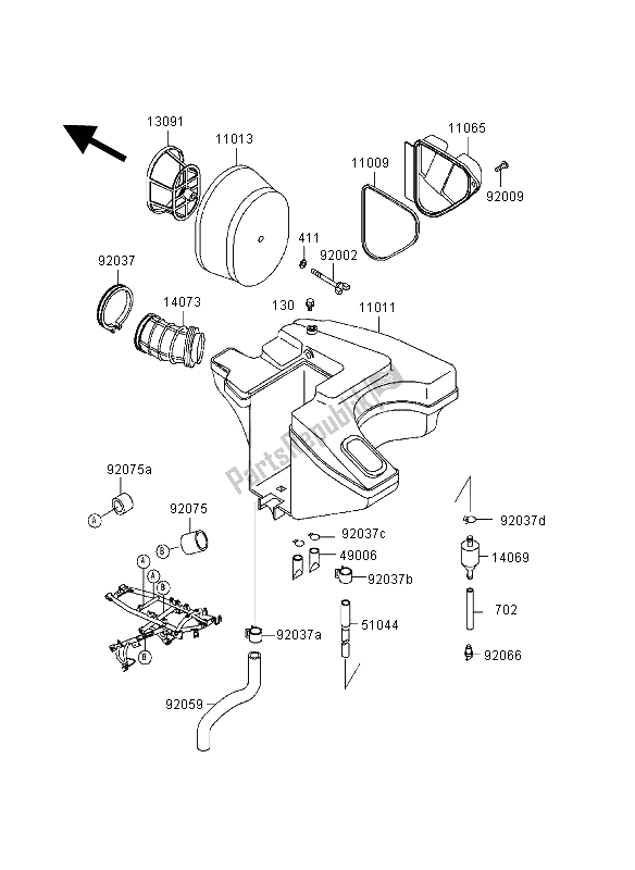 Todas las partes para Filtro De Aire de Kawasaki KLR 650 1998