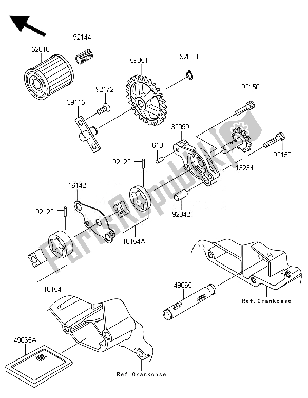 Toutes les pièces pour le La Pompe à Huile du Kawasaki KX 250F 2010