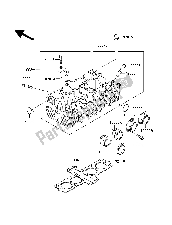 Alle onderdelen voor de Cilinderkop van de Kawasaki Zephyr 550 1997