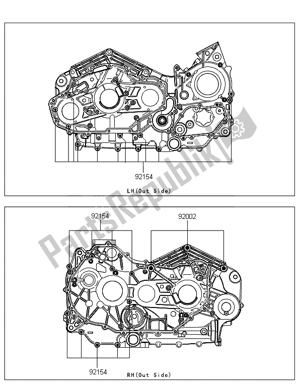 All parts for the Crankcase Bolt Pattern of the Kawasaki VN 1700 Voyager Custom ABS 2014