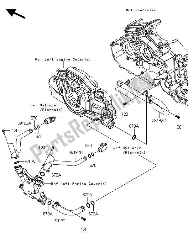 Toutes les pièces pour le Conduite D'eau du Kawasaki VN 1700 Classic Tourer ABS 2014