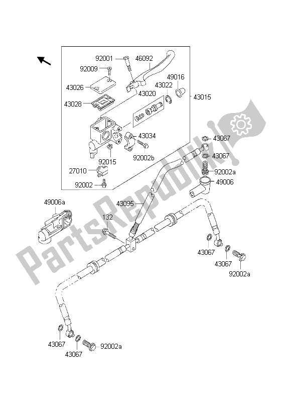 Tutte le parti per il Pompa Freno Anteriore del Kawasaki KVF 360 Prairie 4X4 2003