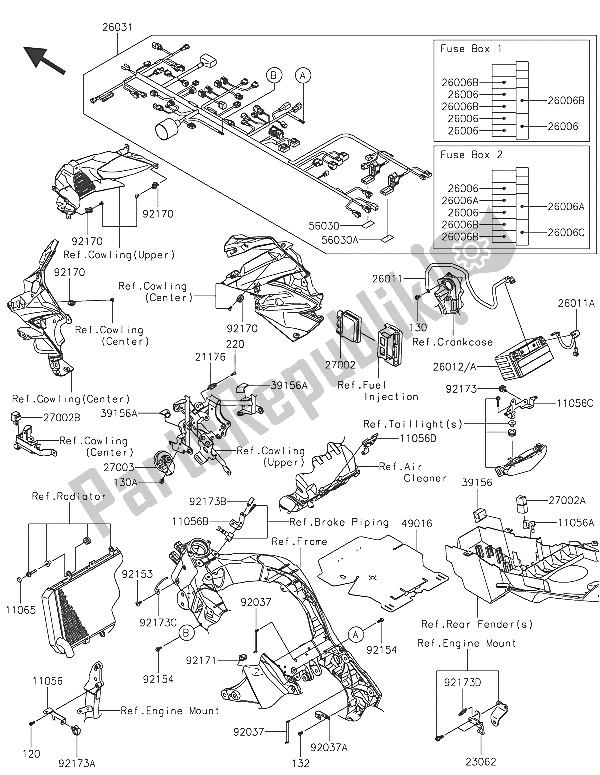 Alle onderdelen voor de Chassis Elektrische Apparatuur van de Kawasaki Versys 1000 2016