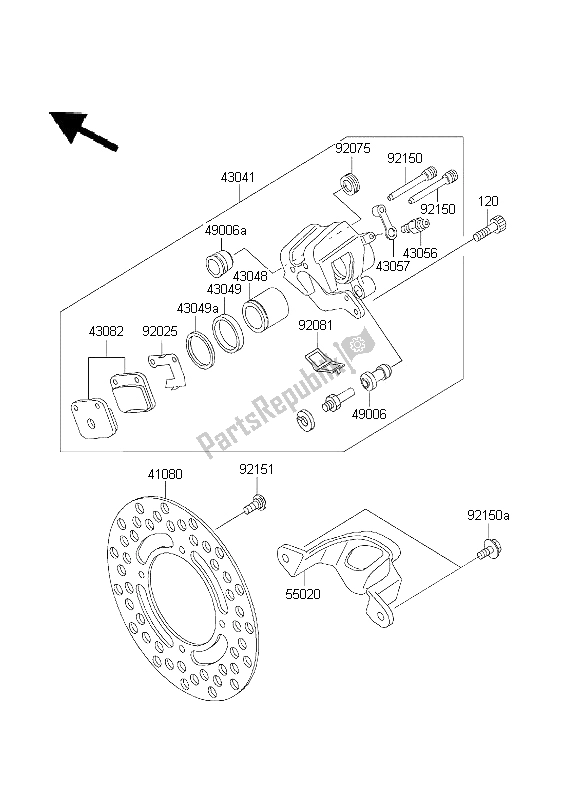 All parts for the Rear Brake of the Kawasaki KX 65 2003