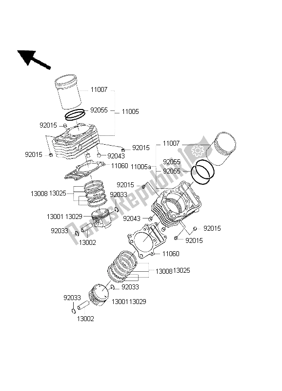 Toutes les pièces pour le Cylindre Et Piston du Kawasaki VN 800 Drifter 1999