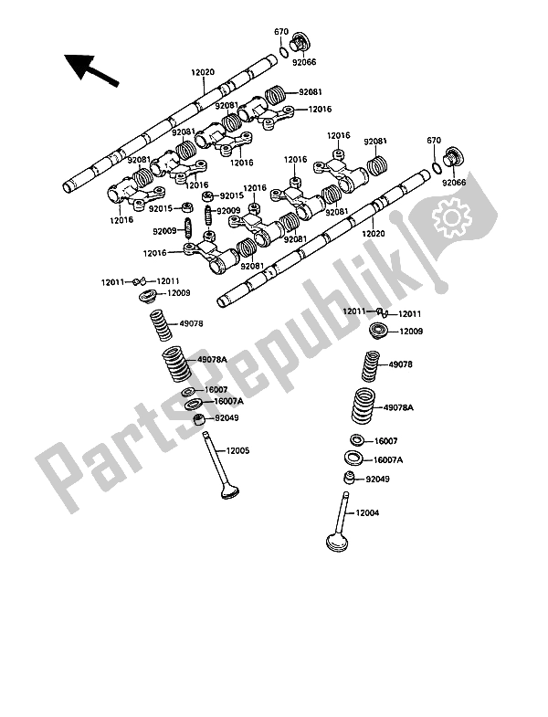 Alle onderdelen voor de Klep van de Kawasaki 1000 GTR 1990