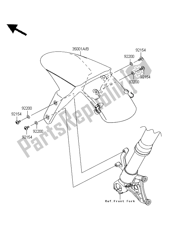 All parts for the Front Fender of the Kawasaki Ninja ZX 10R 1000 2012