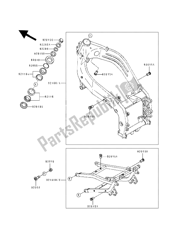 Tutte le parti per il Telaio del Kawasaki ZXR 400 1991