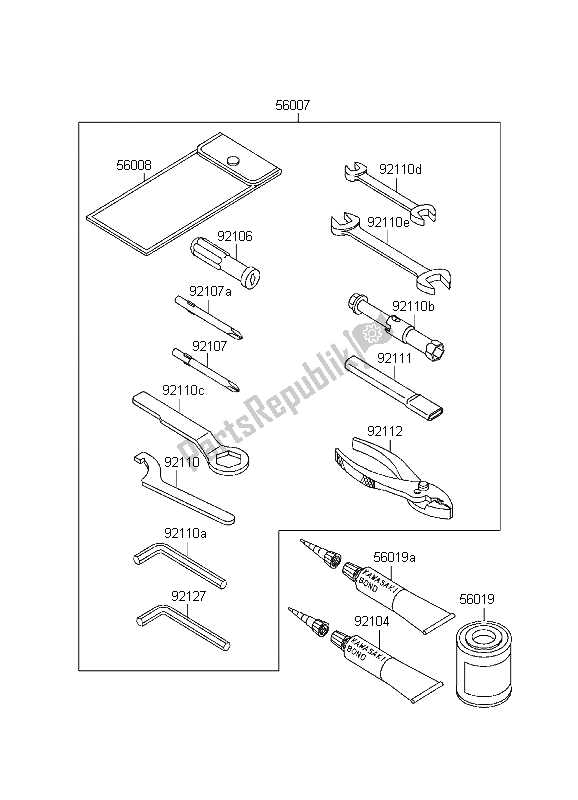 Alle onderdelen voor de Eigenaars Tools van de Kawasaki EL 252 1999