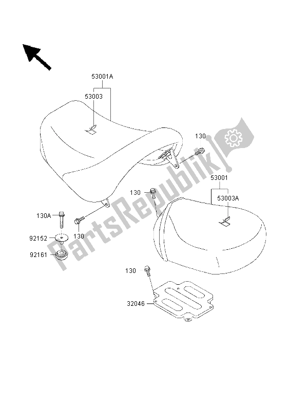 All parts for the Seat of the Kawasaki VN 1500 Classic Tourer FI 2003