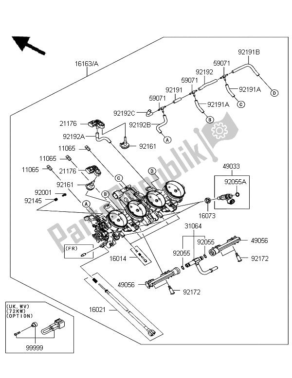 Todas las partes para Acelerador de Kawasaki Z 1000 SX ABS 2011