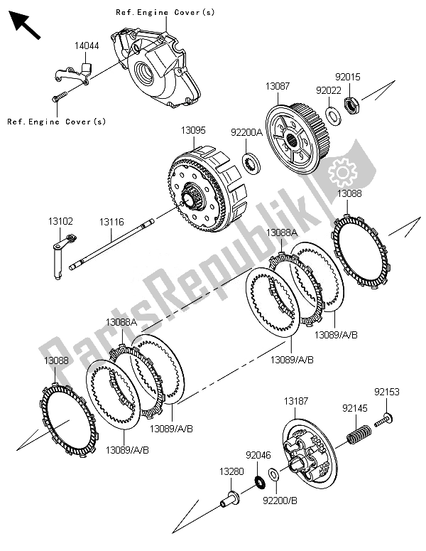 Alle onderdelen voor de Koppeling van de Kawasaki KX 450F 2014