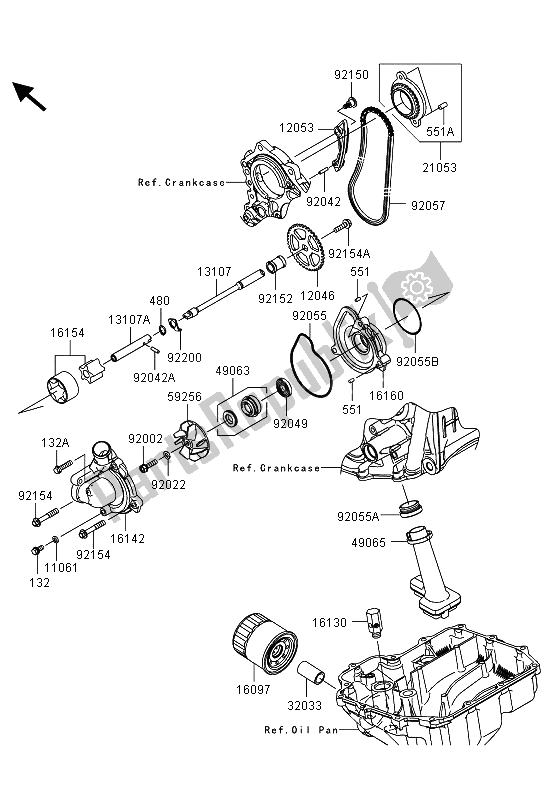 All parts for the Oil Pump of the Kawasaki Ninja ZX 10R ABS 1000 2013