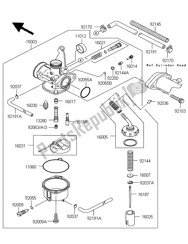 Tutte le parti per il Carburatore del Kawasaki KLX 110 2007