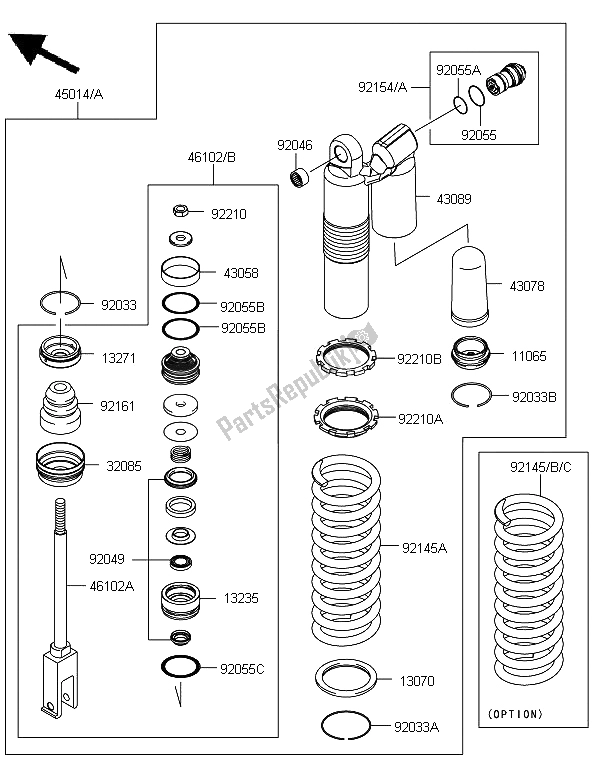 All parts for the Shock Absorber of the Kawasaki KX 250F 2012