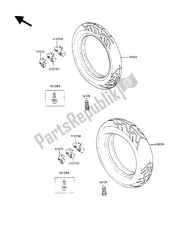 Todas las partes para Llantas de Kawasaki GPX 600R 1989