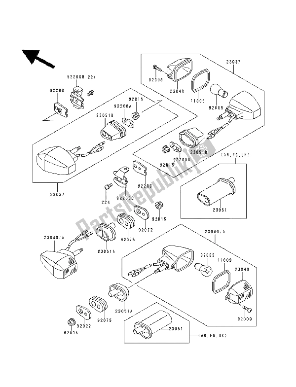 Tutte le parti per il Indicatori Di Direzione del Kawasaki ZXR 400 1994