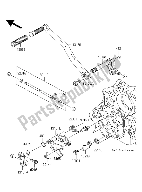 Toutes les pièces pour le Mécanisme De Changement De Vitesse du Kawasaki VN 1600 Mean Streak 2004