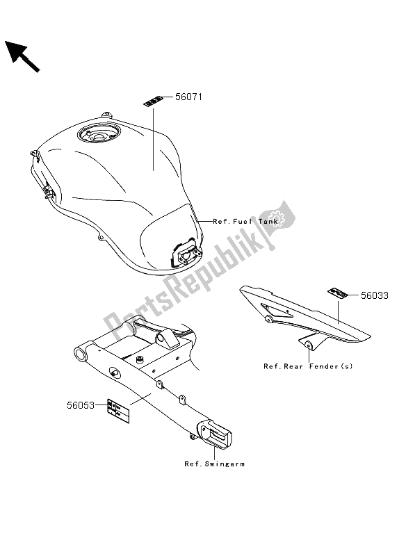 Tutte le parti per il Etichette del Kawasaki Versys 1000 2013