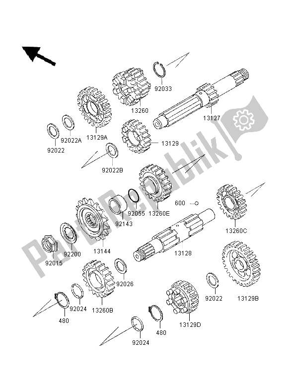 Toutes les pièces pour le Transmission du Kawasaki VN 800 1996