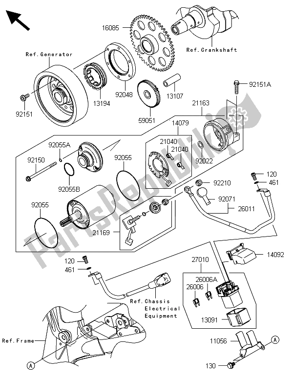 Alle onderdelen voor de Startmotor van de Kawasaki Z 800 CDS 2013