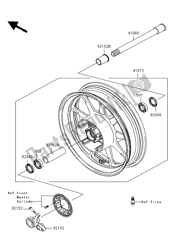 All parts for the Front Hub of the Kawasaki VN 1700 Voyager ABS 2009