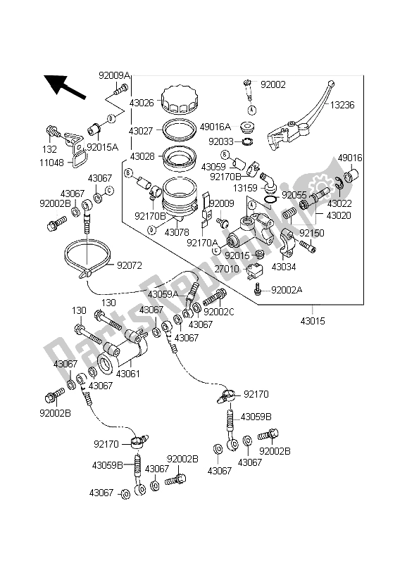 Toutes les pièces pour le Maître-cylindre Avant du Kawasaki Ninja ZX 7R 750 1998