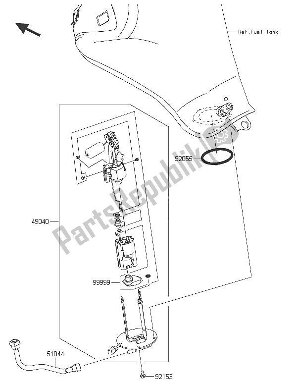 All parts for the Fuel Pump of the Kawasaki ER 6N 650 2016