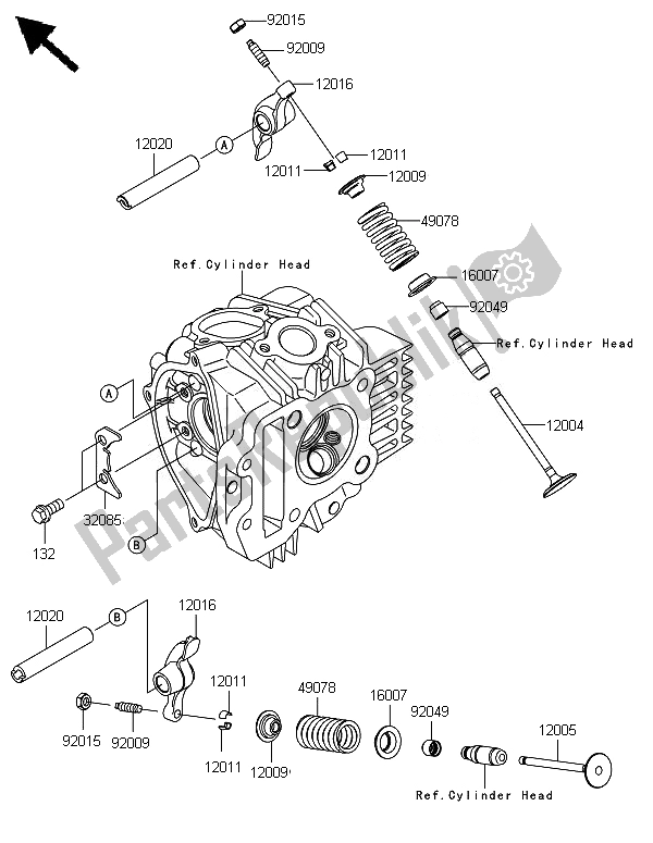 Alle onderdelen voor de Klep (pen) van de Kawasaki KLX 110 2014