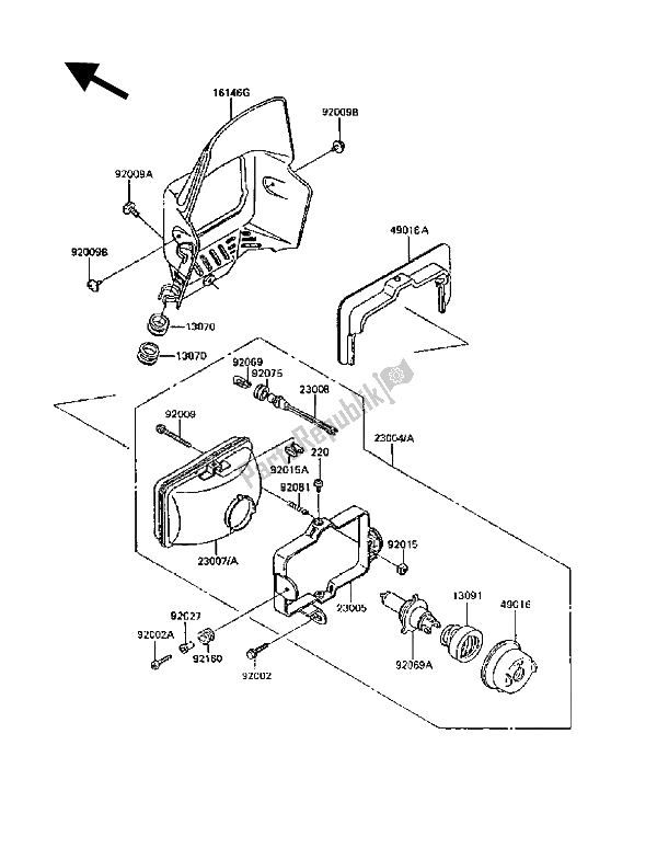 All parts for the Headlight(s) of the Kawasaki KLR 600 1989